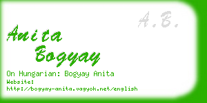 anita bogyay business card